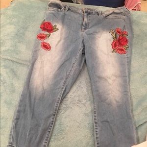 Embroidered mom jeans